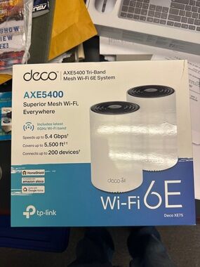 TP-Link Deco AXE5400 Mesh Wi‑Fi 6E System - White & Blue